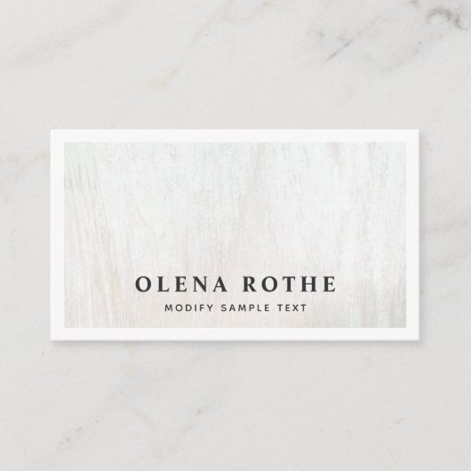 Chic White Wood Professional Calling Contactkaartje (Voorkant)