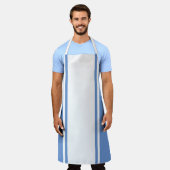 Chic Wide White Racing Stripes Lichtblauwe randen Schort (Gedragen)