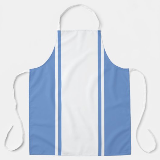 Chic Wide White Racing Stripes Lichtblauwe randen Schort (Voorkant)