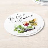 Chic Wijngaard Aquarel Wijn Glas Ronde Kartonnen Onderzetter (Gebogen)