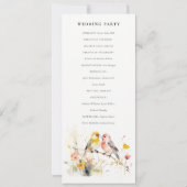 Chic Wild Botanische Tortelduifjes Wedding Progrom Kaart (Achterkant)