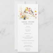 Chic Wild Botanische Tortelduifjes Wedding Progrom Kaart (Voorkant)