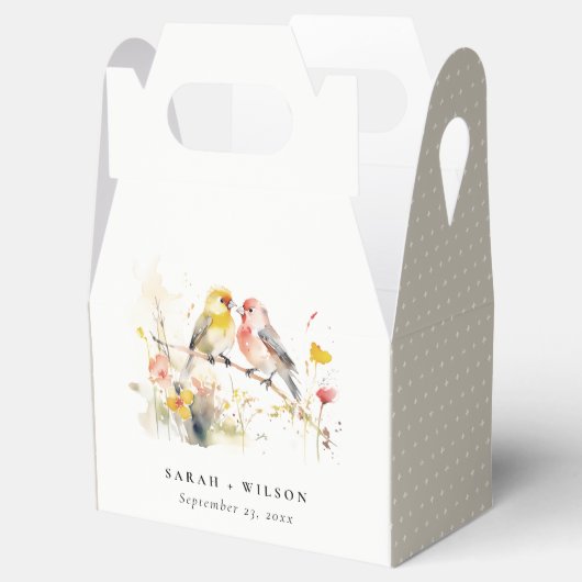 Chic Wild Botanische Waterverf Tortelduifjes bruil Bedankdoosjes (Geopend)