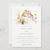 Chic Wild Botanische Waterverf Tortelduifjes bruil Kaart (Voorkant)