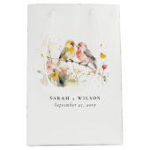 Chic Wild Botanische Waterverf Tortelduifjes bruil Medium Cadeauzakje (Voorkant)