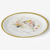 Chic Wild Botanische Waterverf Tortelduifjes bruil Papieren Bordje (Gekanteld)