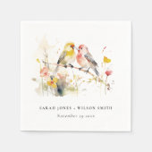 Chic Wild Botanische Waterverf Tortelduifjes bruil Servet (Voorkant)