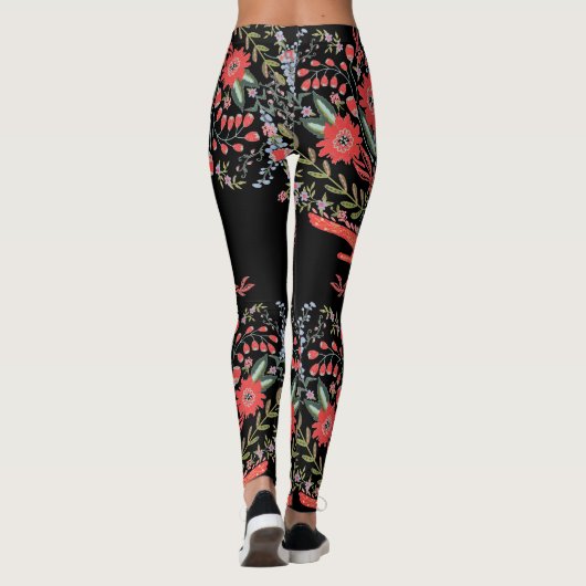 Chic Wild Flower Folk Art Leggings (Achterkant)