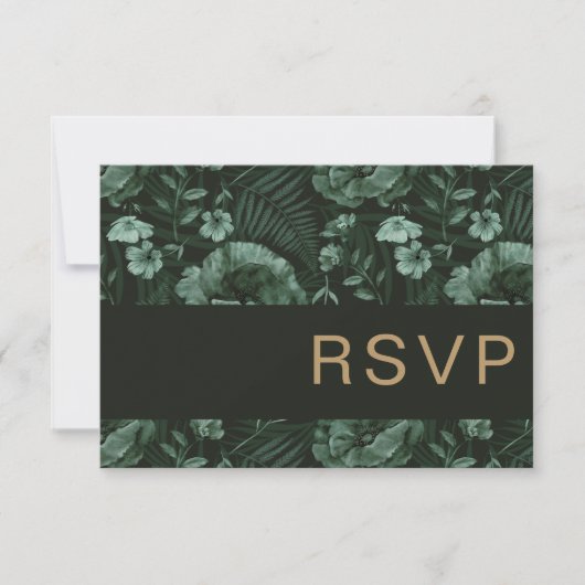 Chic Wild Flower Green Wedding RSVP Kaart (Voorkant)