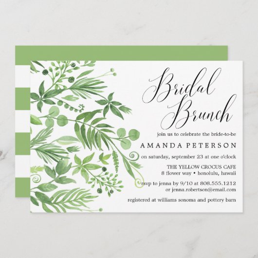Chic wild meadow watercolo bruiloft Bridal Brunch Kaart (Voorkant / Achterkant)