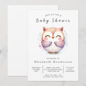 Chic Wild Owl Baby shower Kaart (Voorkant / Achterkant)