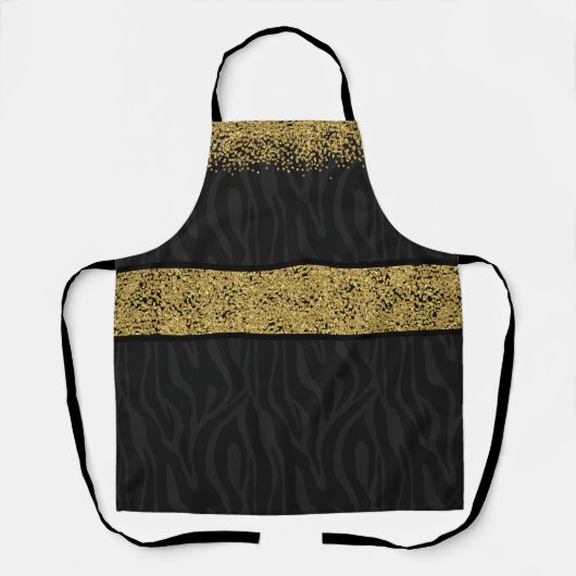 Chic Wild Zebra Pattern Gold Glitter-Kijk Confetti Schort (Voorkant)