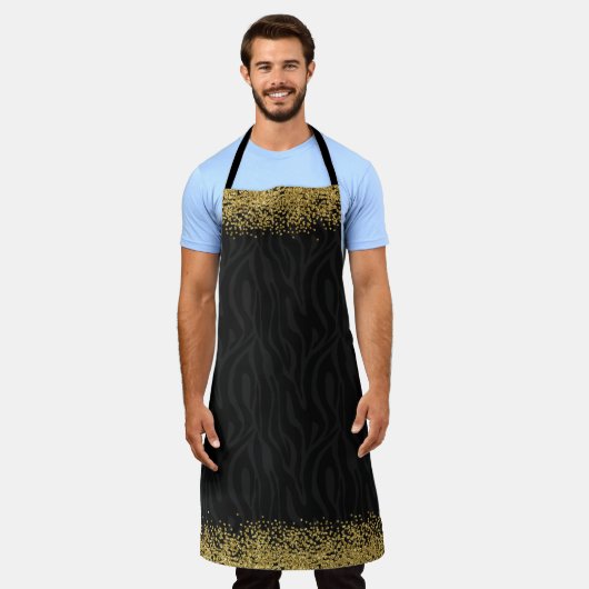 Chic Wild Zebra Pattern Gold Glitter-Kijk Confetti Schort (Gedragen)