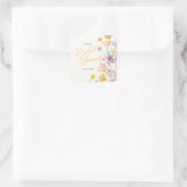 Chic Wilde Bloem Script Bruidsmeisjesfeest Vierkante Sticker (Tas)