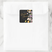 Chic Wilde Bloem Script Bruiloft Feest Vierkante Sticker (Tas)