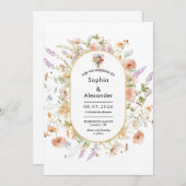 chic wilde bloemen Schattigee gouden weide bruilof Kaart (Voorkant / Achterkant)