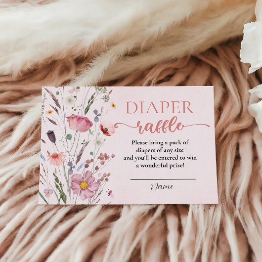 Chic Wildflower Baby shower Luier Raffle Informatiekaartje