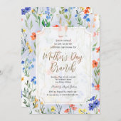 Chic Wildflower Blauwe Wijn Moederdag Brunch Kaart (Voorkant / Achterkant)