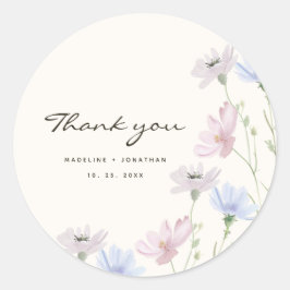Chic Wildflower Boho Beige bruiloft Ronde Sticker