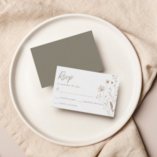 Chic Wildflower Boho Flower Wedding RSVP | Informatiekaartje