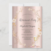 Chic Wildflower Champagne Rose Gold Retirement  Kaart (Voorkant)