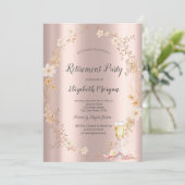 Chic Wildflower Champagne Rose Gold Retirement  Kaart (Staand voorkant)