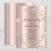 Chic Wildflower Champagne Rose Gold Retirement  Kaart (Voorkant / Achterkant)