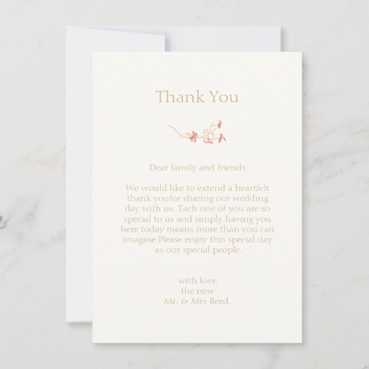 Chic Wildflower Flat Wedding Bedankt Card (Voorkant)