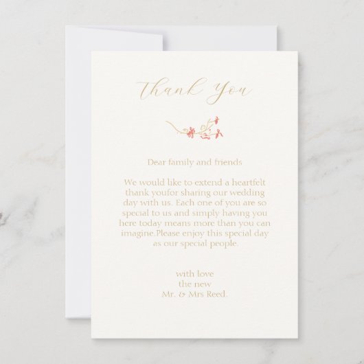 Chic Wildflower Flat Wedding Bedankt Card (Voorkant)