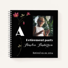 Chic wildflower foto pensioen zwart gastenboek notitieboek