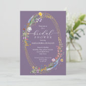 Chic Wildflower Krans Paarse Vrijgezellenfeest Kaart (Staand voorkant)