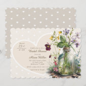 Chic Wildflower Mason Jar Blush Vrijgezellenfeest Kaart (Voorkant / Achterkant)