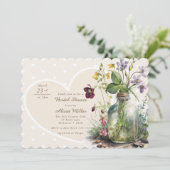 Chic Wildflower Mason Jar Blush Vrijgezellenfeest Kaart (Staand voorkant)