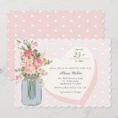 Chic Wildflower Mason Jar Blush Vrijgezellenfeest Kaart (Voorkant / Achterkant)