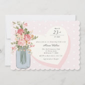 Chic Wildflower Mason Jar Blush Vrijgezellenfeest Kaart (Voorkant)