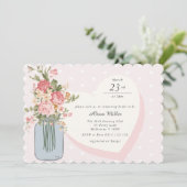 Chic Wildflower Mason Jar Blush Vrijgezellenfeest Kaart (Staand voorkant)