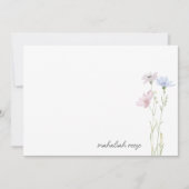 Chic Wildflower Meadow Kalligrafie gepersonaliseer Notitiekaartje (Voorkant)