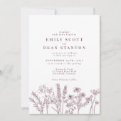 Chic Wildflower Plum Burgundy Wedding Kaart (Voorkant)