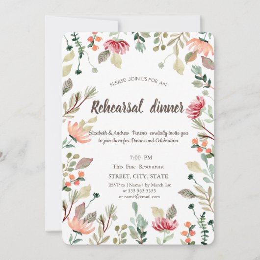 Chic Wildflower repesal Dinner I Kaart (Voorkant)