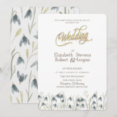 Chic Wildflower Snowdrops Wedding Kaart (Voorkant / Achterkant)