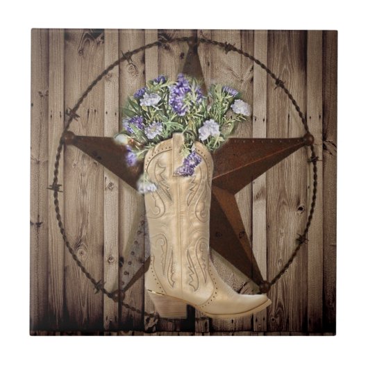 Chic Wildflower Texas Western land cowgirl Tegeltje (Voorkant)
