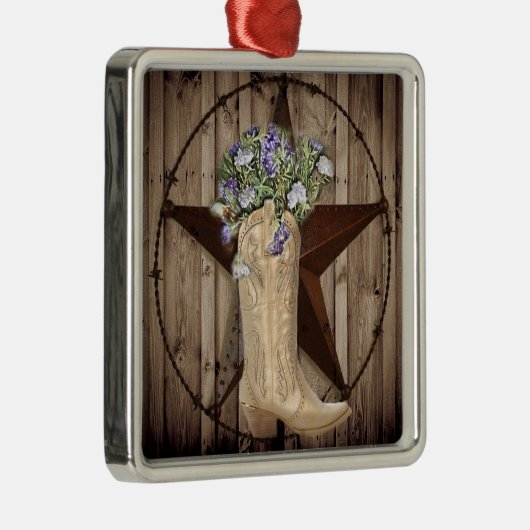 Chic Wildflower Texas Western landmeisje Metalen Ornament (Rechts)