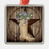 Chic Wildflower Texas Western landmeisje Metalen Ornament (Voorkant)