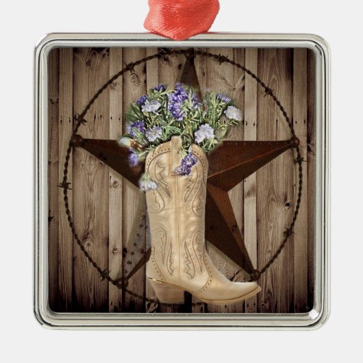 Chic Wildflower Texas Western landmeisje Metalen Ornament (Voorkant)
