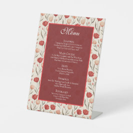 Chic Wildflower Tulip Minimalist Wedding Menus Reclamebord Met Voetstuk
