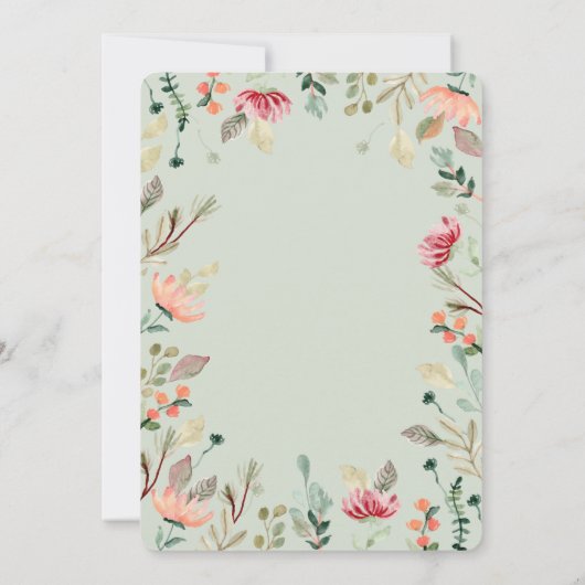 Chic Wildflower Verloving Kaart (Achterkant)