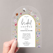 Chic Wildflower Vrijgezellenfeest Arch-Top Acryl Uitnodigingen (Insitu (Draagbaar))