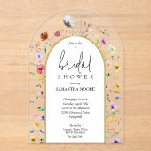 Chic Wildflower Vrijgezellenfeest Arch-Top Acryl Uitnodigingen (Voorkant)