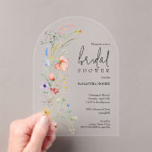 Chic Wildflower Vrijgezellenfeest Arch-Top Acryl Uitnodigingen (Insitu (Draagbaar))