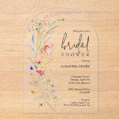 Chic Wildflower Vrijgezellenfeest Arch-Top Acryl Uitnodigingen (Voorkant)